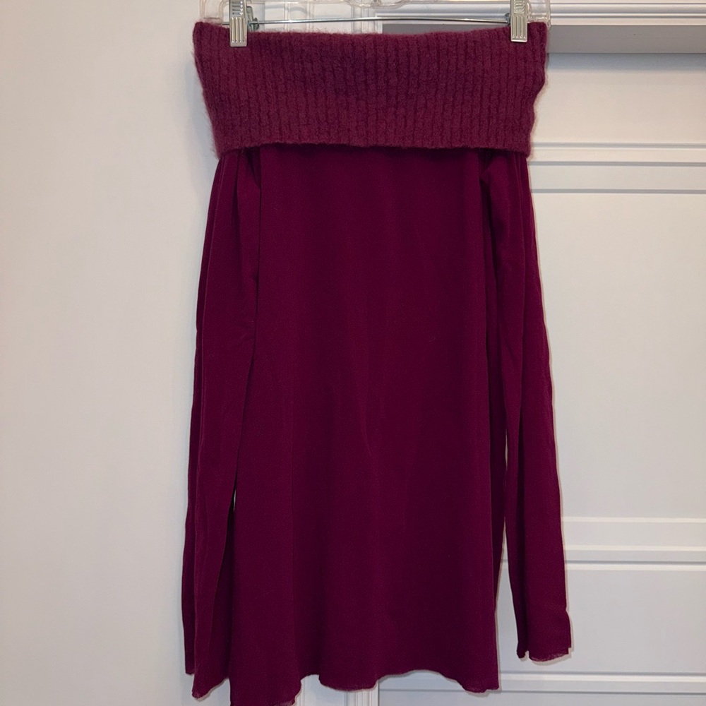 FUZZI BY JEAN PAUL GAULTIER OFF SHOULDER MESH LONGSLEEVE PURPLE WOOL SMALL